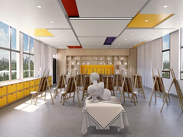 Modern minimalist art classroom space texture (ID:ffaeh542961)