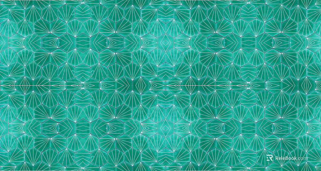Hexagonal tile floor tile patchwork dark green texture