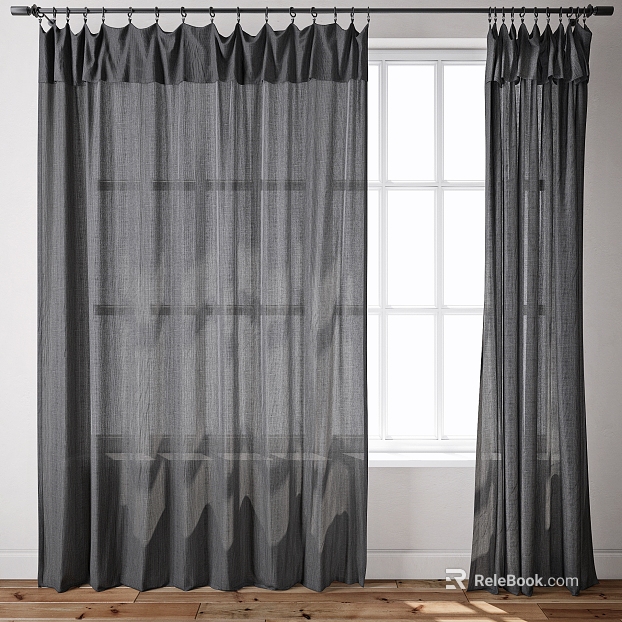Dark gray gauze curtain for bedroom living room texture