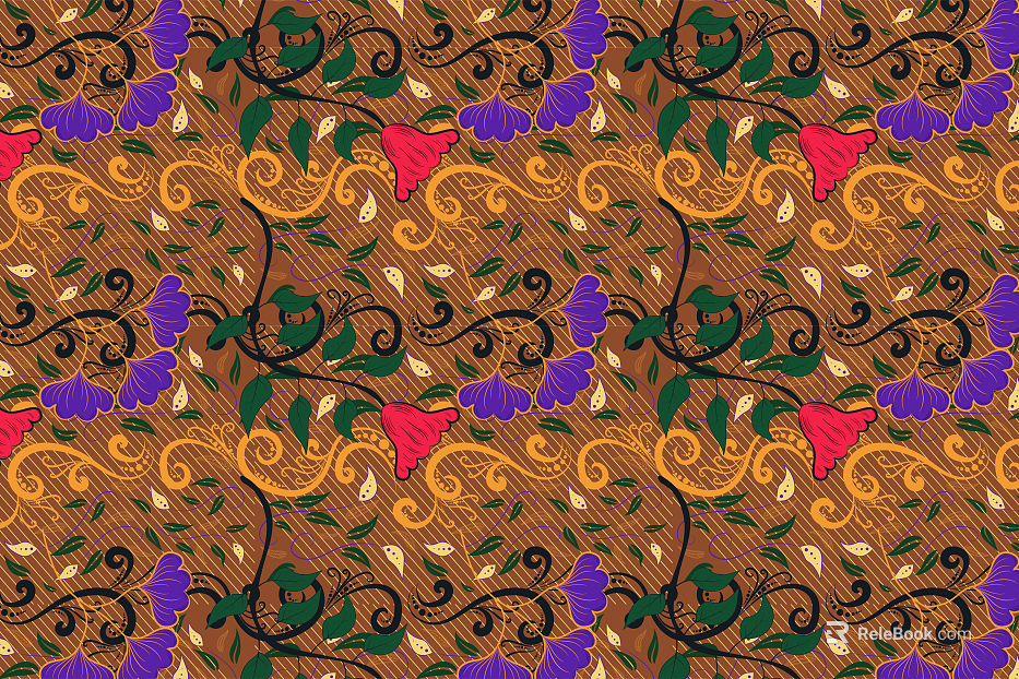 Characteristics of exotic ethnic plants flowers and birds decorative pattern pattern shading texture