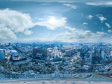 City bird's eye view of cloudy HDR texture (ID:ffach693746)