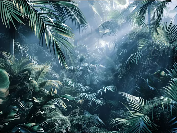 European Literary Plants Tropical Rainforest Wallpaper texture (ID:ffach554006)