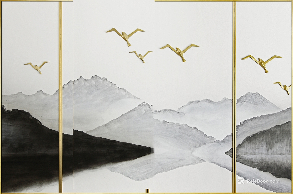 New Chinese Landscape Bird Stereo Decorative Painting texture