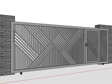 Grey metal grille courtyard gate texture (ID:ffaeh865984)