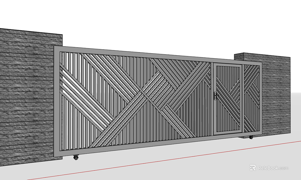 Grey metal grille courtyard gate texture