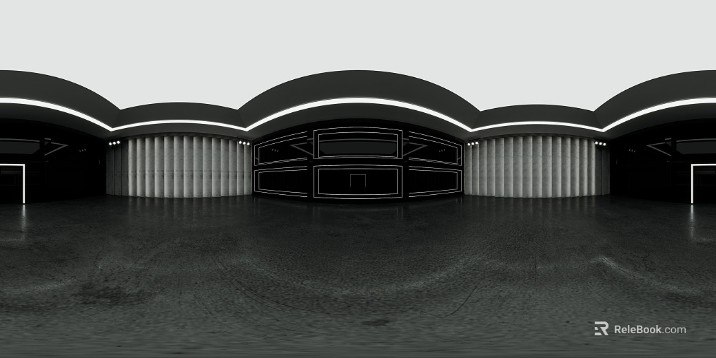 Modern minimalist black and white car showroom HDR texture