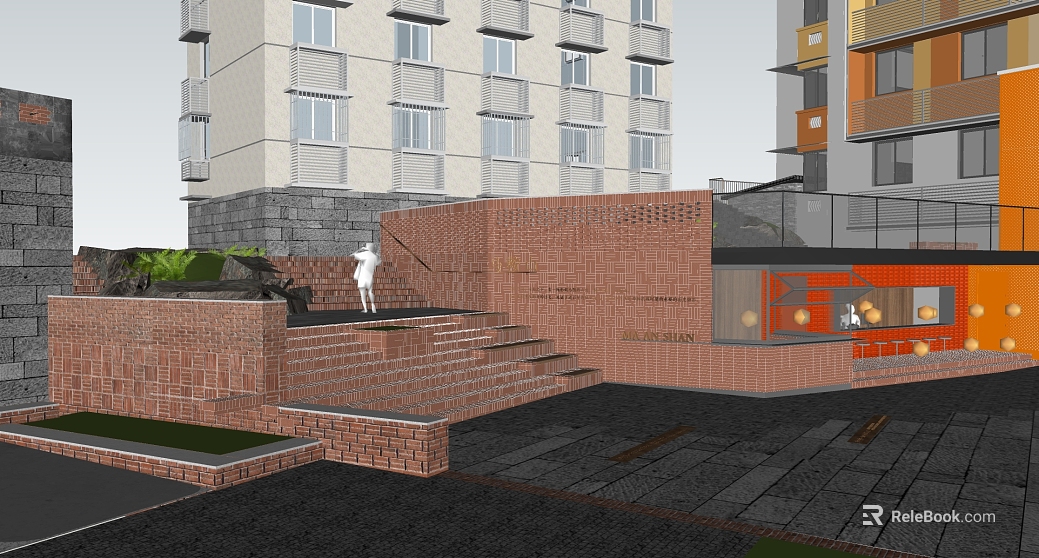 Red Brick Community Landscape Wall texture