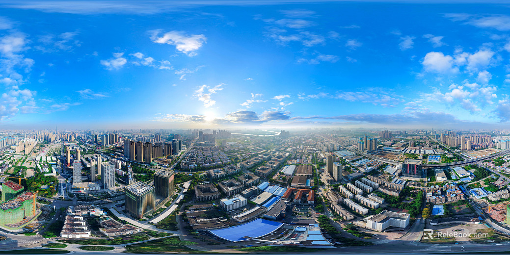 HDR city building bird's eye view panorama texture