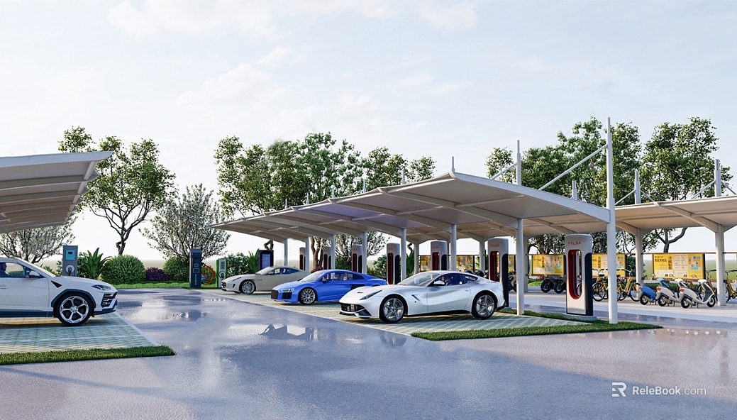 Modern new-energy vehicle charging station texture