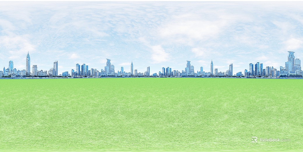 HDR panorama blue sky white clouds grass texture