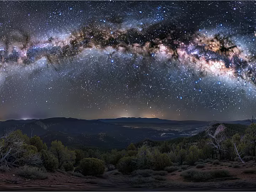 Outdoor Dusk Starry Sky Panorama HDR texture (ID:ffach114255)