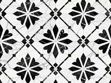 Modern Middle Ancient Style Black and White Stone Parquet Flower Geometric Pattern Water Knife Stone Parquet Floor Tile Light Luxury Black and White Parquet Marble 3d model