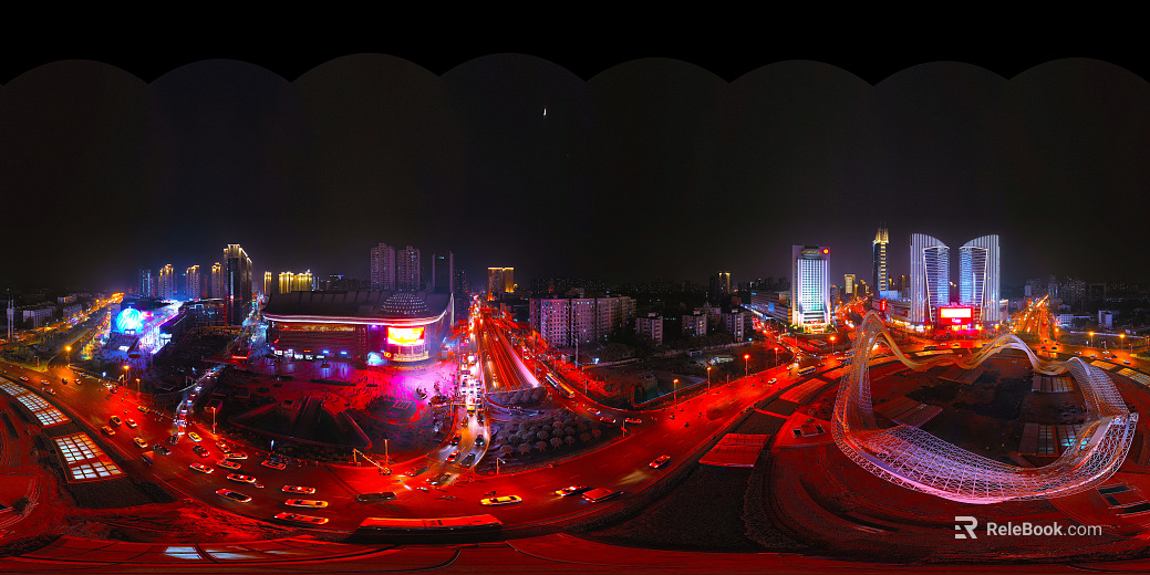 HDR City Lights Night View Panoramic texture