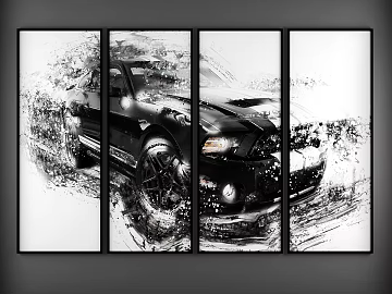 Black and white ink car living room decorative painting texture (ID:ffaeh835284)