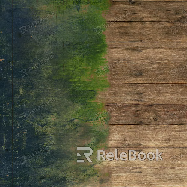 Wooden plank old green wood grain texture