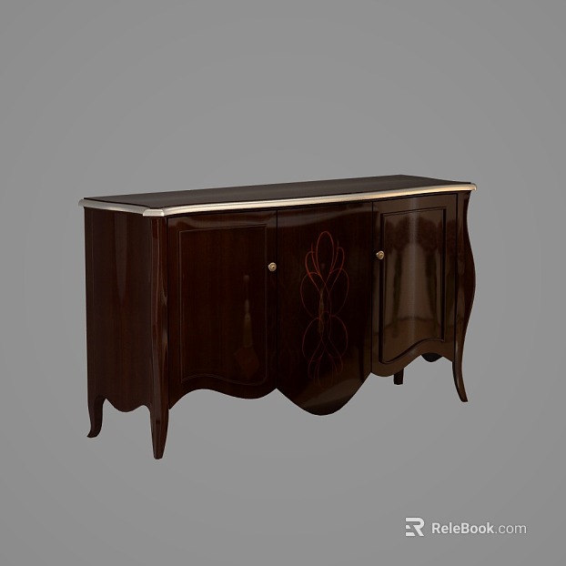 Dark Brown Gold Wooden Sideboard texture