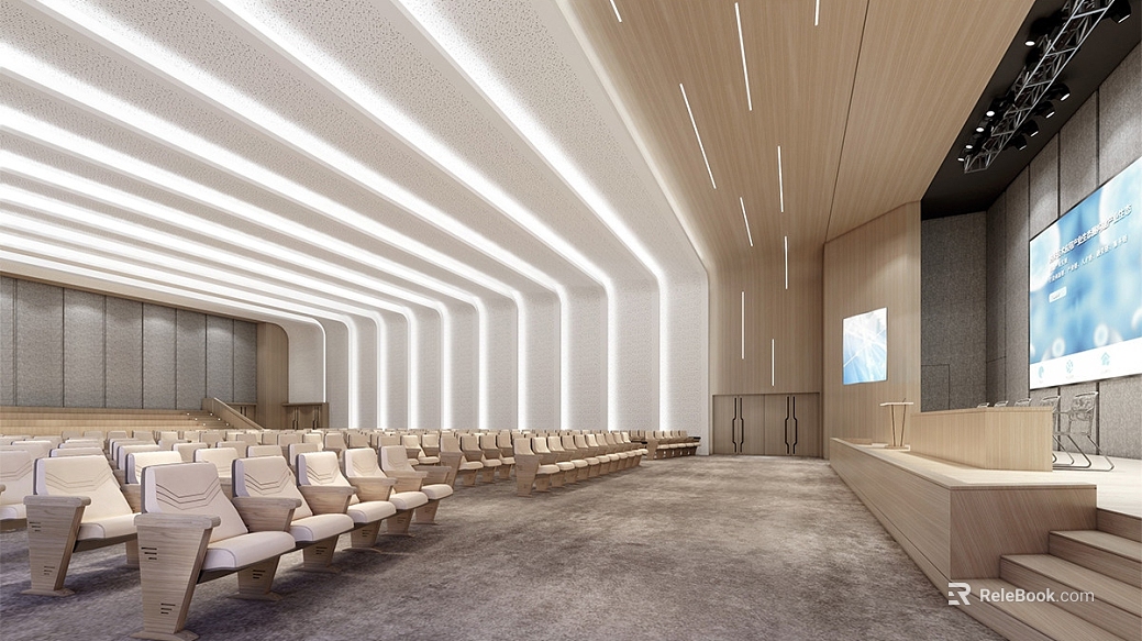 Modern Light Wood Panel Report Hall texture