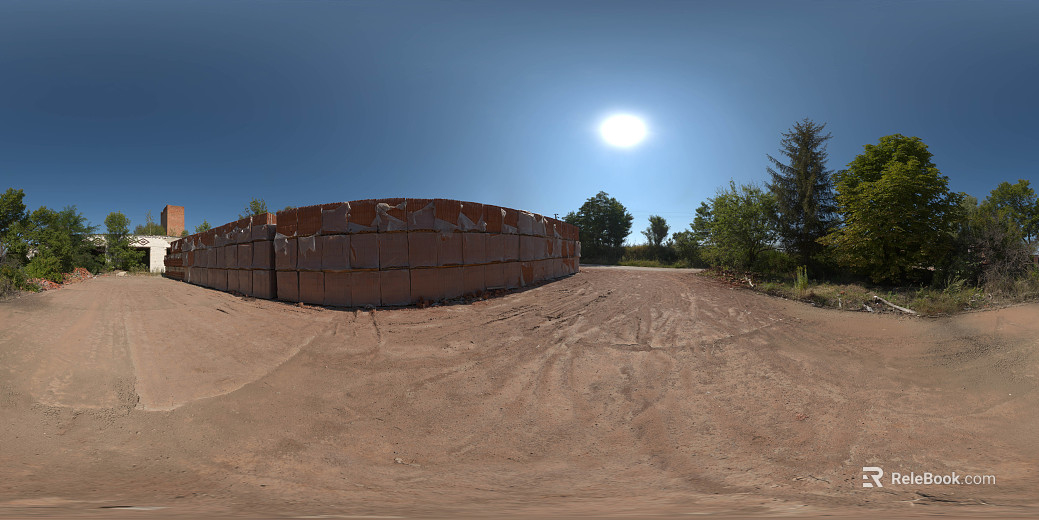Village dirt road brick pile sunny HDR texture