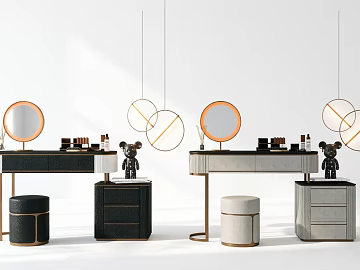 Light Luxury Black Grey Wood Dressing Table Combination texture (ID:ffaeh259571)