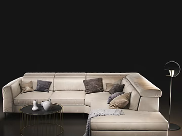 Beige Light Luxury Leather Sofa Living Room Furniture texture (ID:ffaeh427626)