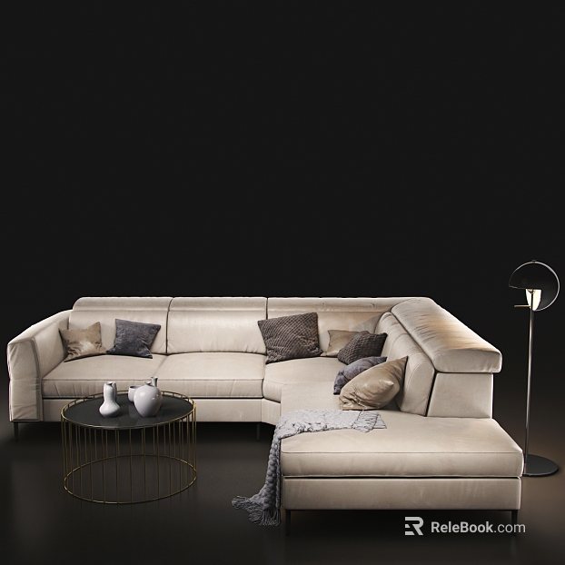 Beige Light Luxury Leather Sofa Living Room Furniture texture