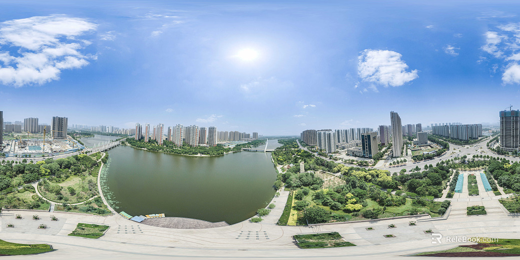 HDR Blue Sky White Clouds Daytime City Eco Park Panoramic Sky texture