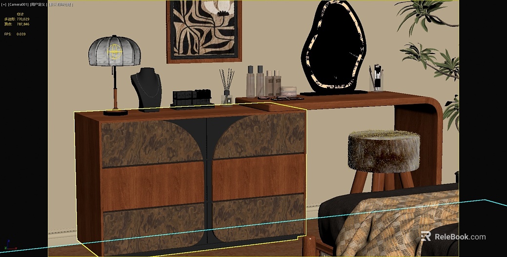 Retro Style Brown Wooden Cabinet Bedroom Storage Cabinet texture