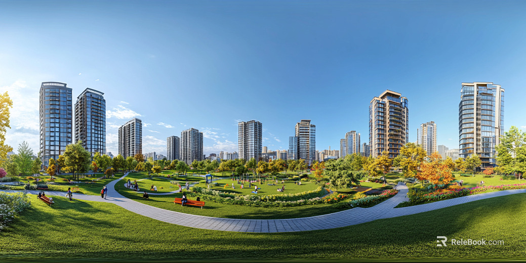 Modern Daytime Community Greening Panoramic HDR texture