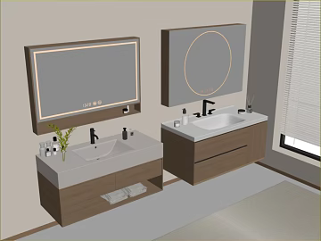 Modern wind light wood color bathroom cabinet combination texture (ID:ffaeh028956)