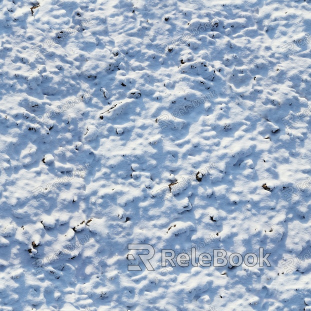 Seamless Snow Map, depicting a detailed, textured terrain covered in snow, ideal for game environments or winter landscape designs.