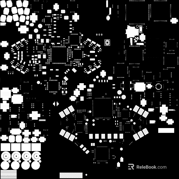 Black and White Bump Electronic Circuit Map texture