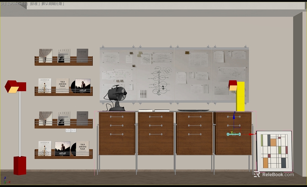 Modern Dark Brown Wooden Cabinet Office Area Furniture texture