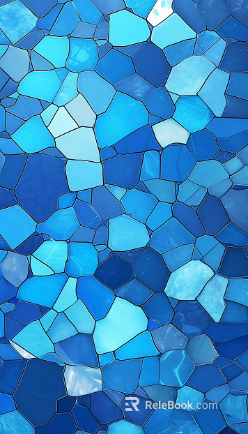 Light Luxury Blue Geometric Stained Pattern Glass texture