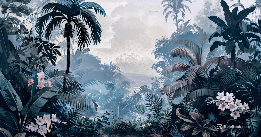 European Literary Plants Tropical Rainforest Wallpaper texture