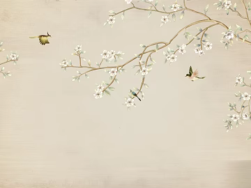 New Chinese Style Wallpaper Mural Wall Cloth Wallpaper Wall Cloth Yunhai Landscape Flower Bird Crane Lotus Flower Bird Architecture Background Wall Wallpaper Decorative Painting texture (ID:ffaeh544067)