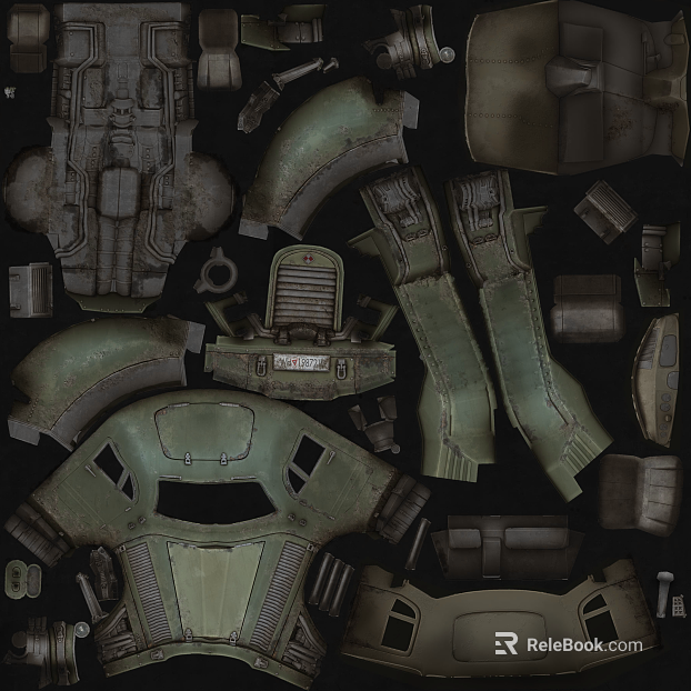 Army green old metal mechanical shell texture