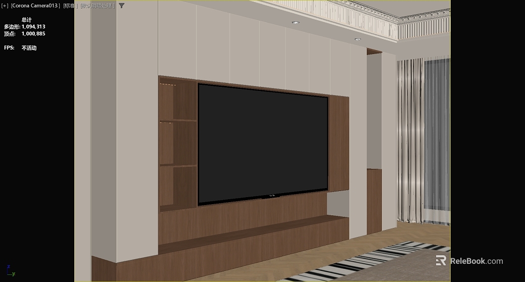 Modern Walnut Living Room TV Cabinet Background Wall texture