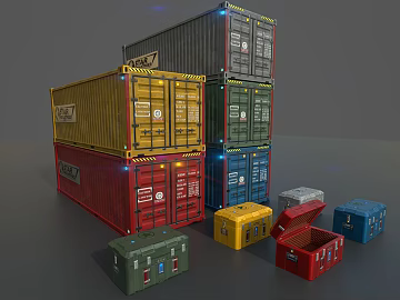Multicolor Industrial Container Freight Storage 3d model