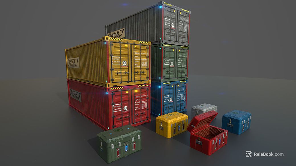 Multicolor Industrial Container Freight Storage texture