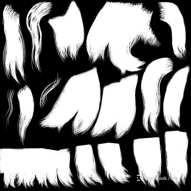White hair strokes painting brush material texture