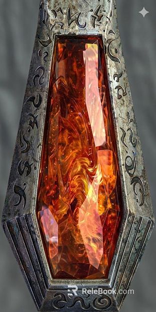 Orange red gem made of old metal components texture
