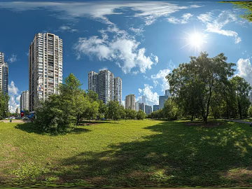 Modern Outdoor Lawn Blue Sky White Clouds Panoramic HDR texture (ID:ffach526738)