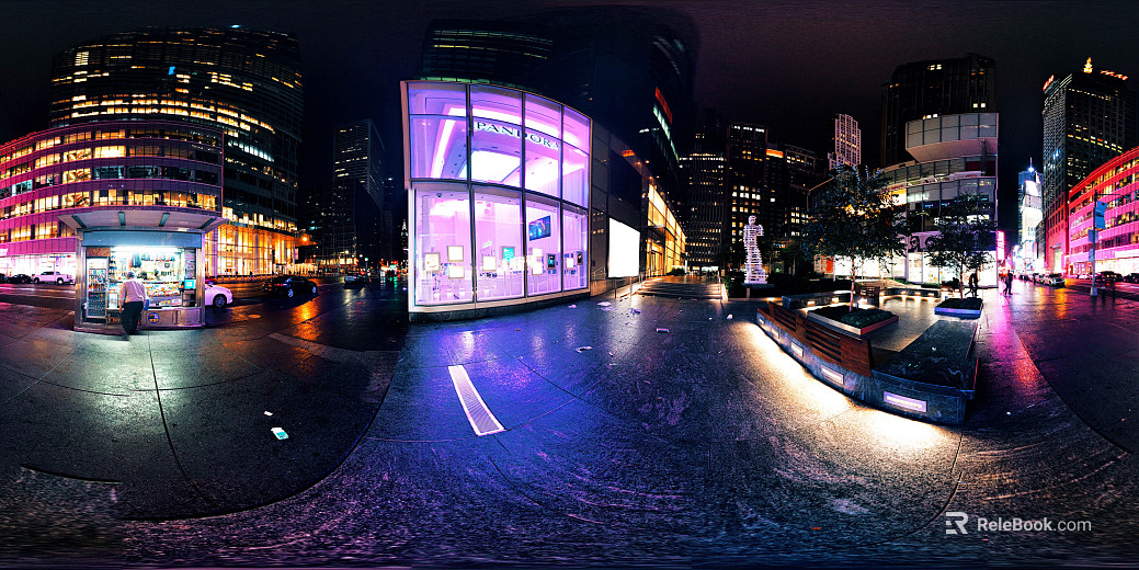 City Commercial Street Night View HDR texture