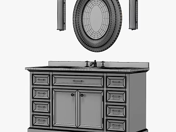 Gray American solid wood bathroom cabinet combination texture (ID:ffaeh379656)