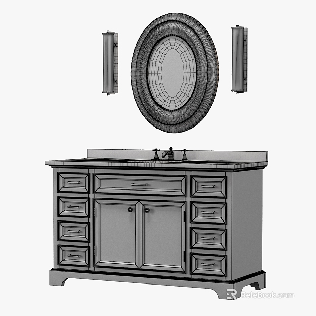 Gray American solid wood bathroom cabinet combination texture