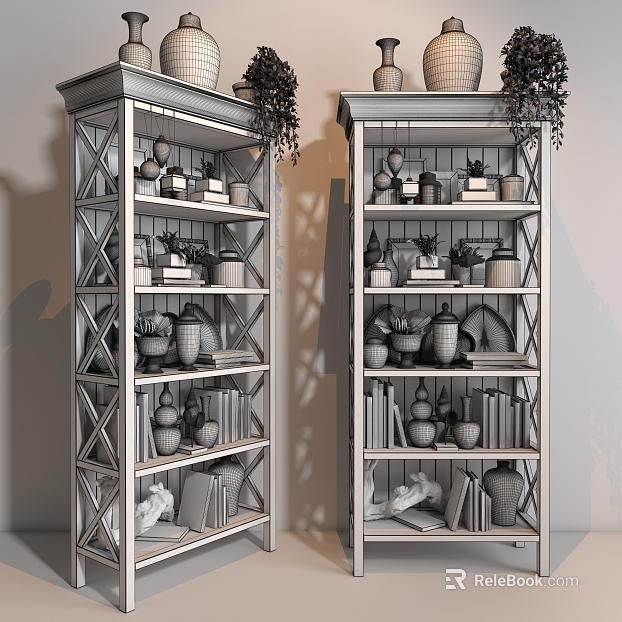 Light Grey Retro Style Solid Wood Storage Rack texture