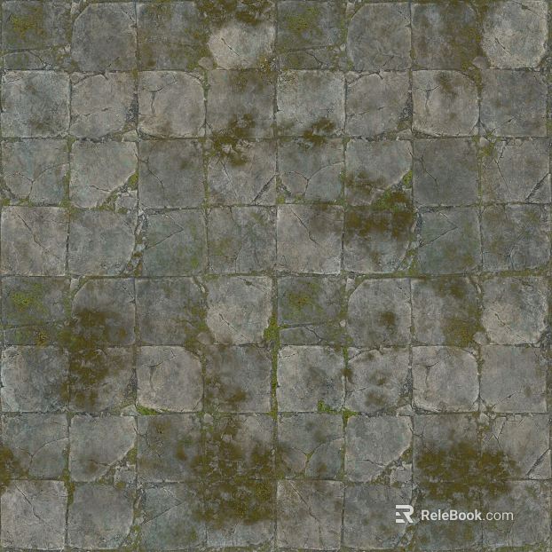 Green gray moss stone brick outdoor pavement texture