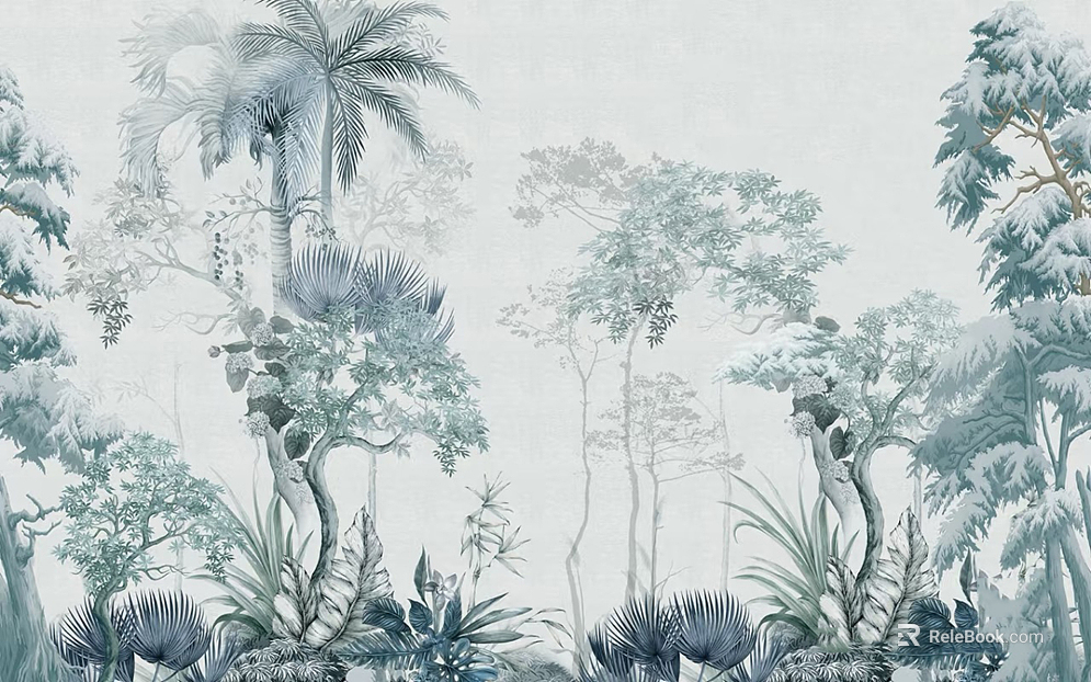 Tropical Forest Plant Mural texture