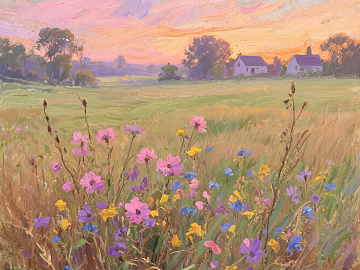 French American Oil Painting Abstract Pastoral Oil Painting French European Oil Painting Hanging Painting American Wallpaper American Pastoral Oil Painting Landscape Art Oil Painting texture (ID:ffach450623)