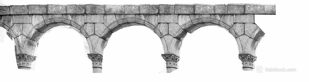 Light gray stone arcade building elements texture